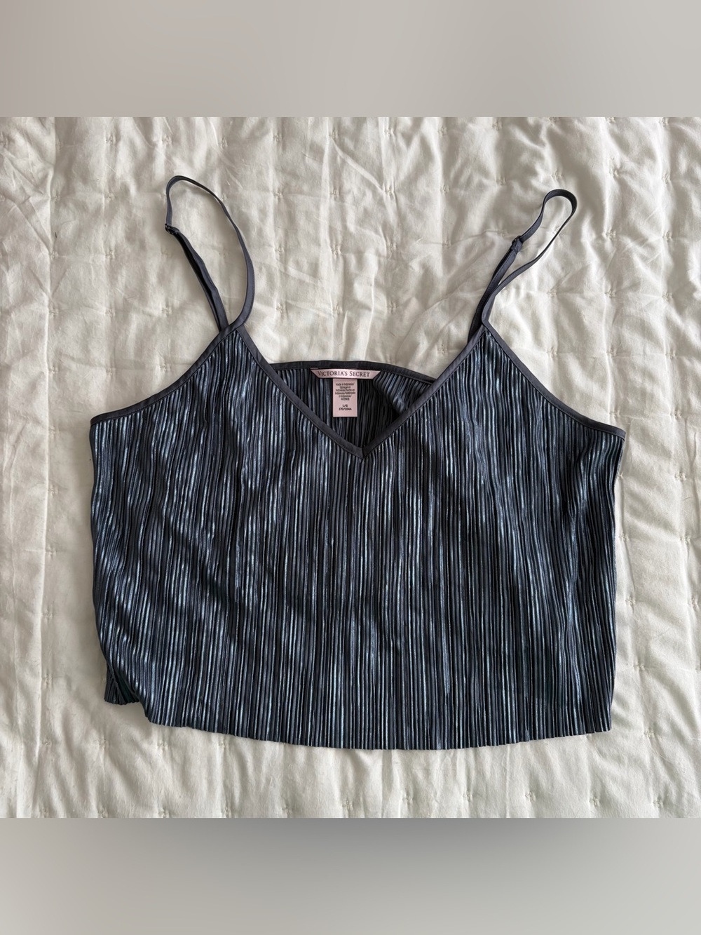 Victoria's Secret Blue Metallic-Striped Satin Cami